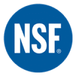 Blue circle with white letters "NSF" inside, representing the NSF International certification mark.