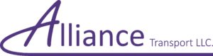 Logo of Alliance Transport LLC with the word "Alliance" in large purple script and "Transport LLC" in smaller purple print on a white background.