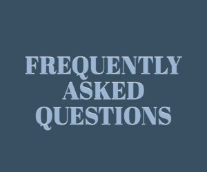 Text reading "FREQUENTLY ASKED QUESTIONS" in light blue, uppercase letters on a dark blue background.