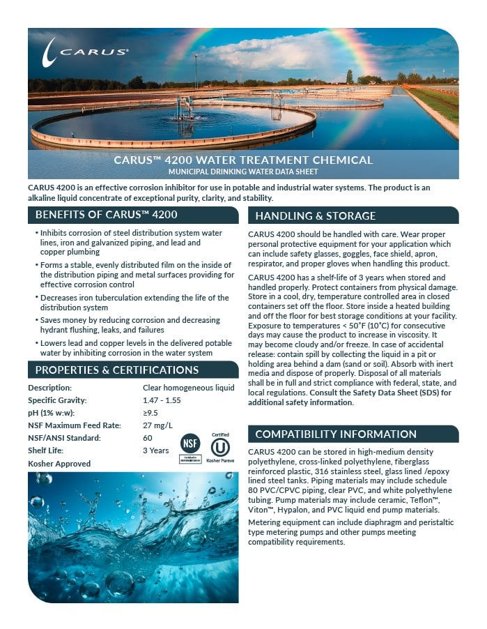 CARUS™ 4200 Water Treatment Chemical Data Sheet Cover Image